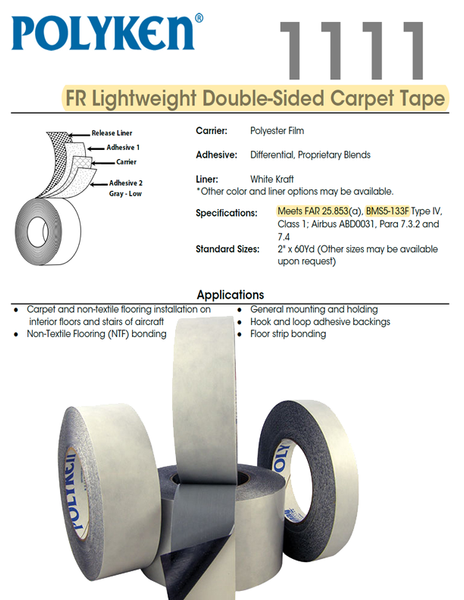 Patco Polyken 1111FR Lightweight Carpet Tape