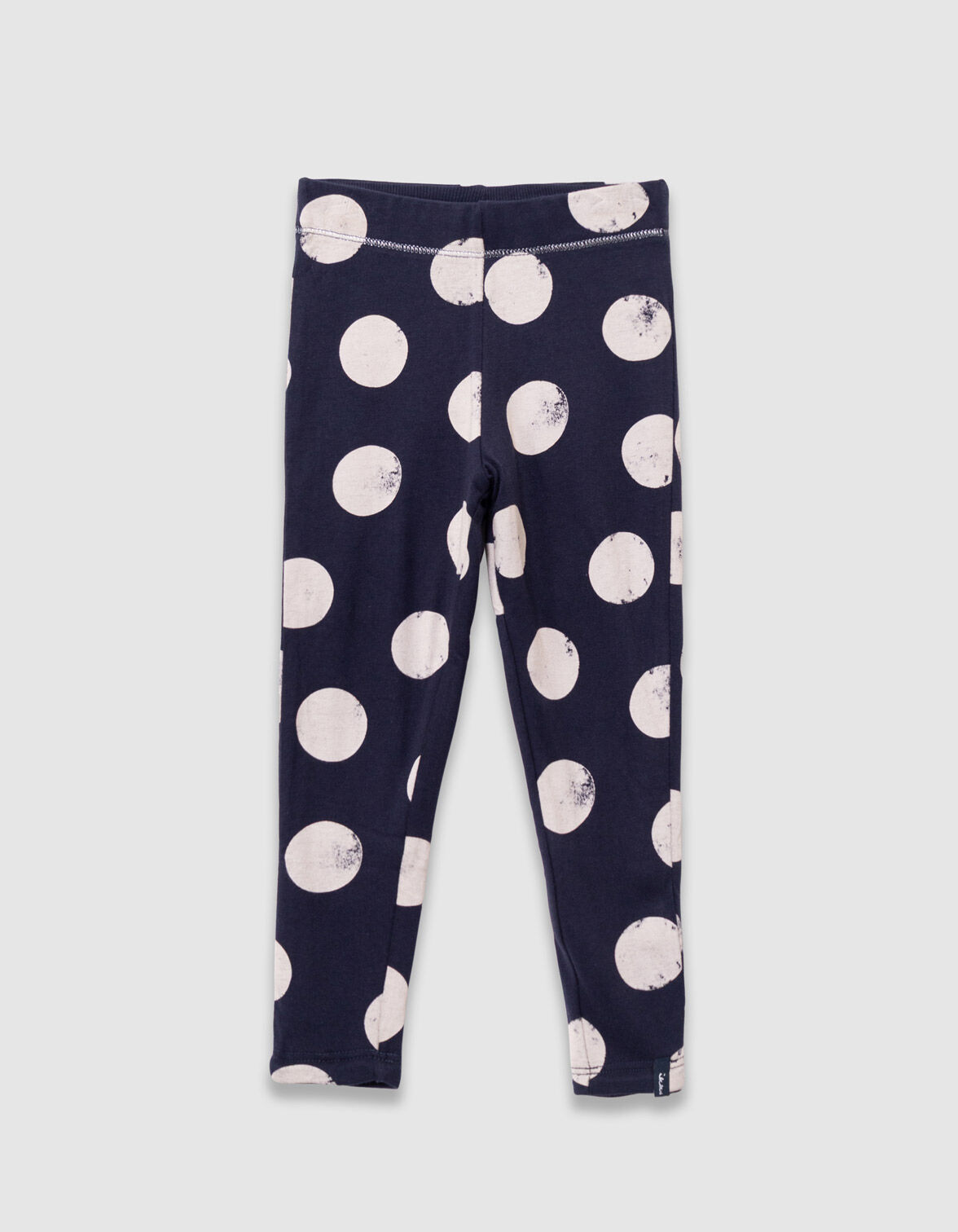 ONESIKKS Leggings réversible marine maxi pois et côtelé fille