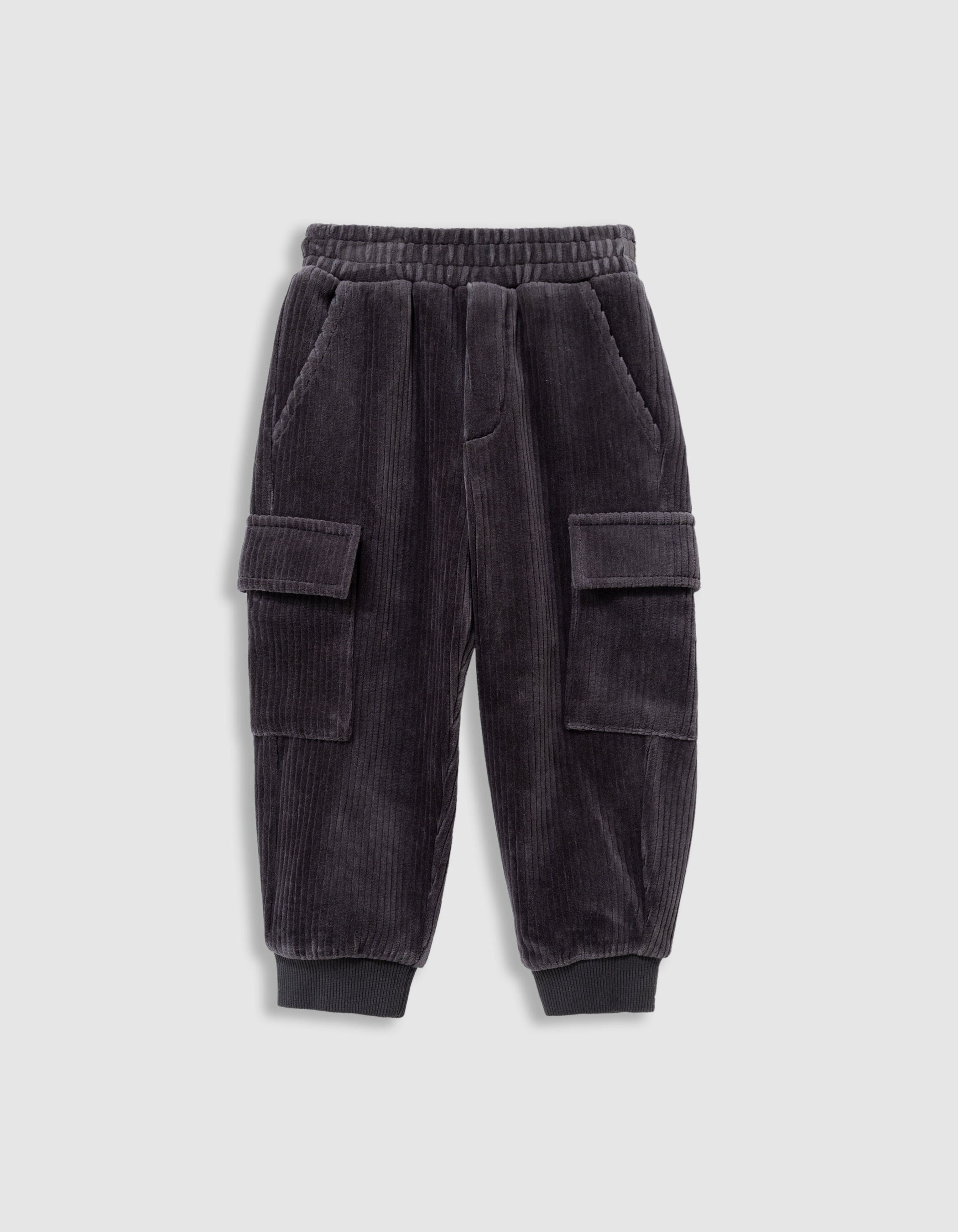 ONESIKKS Pantalon de jogging gris maille velours côtelé garçon