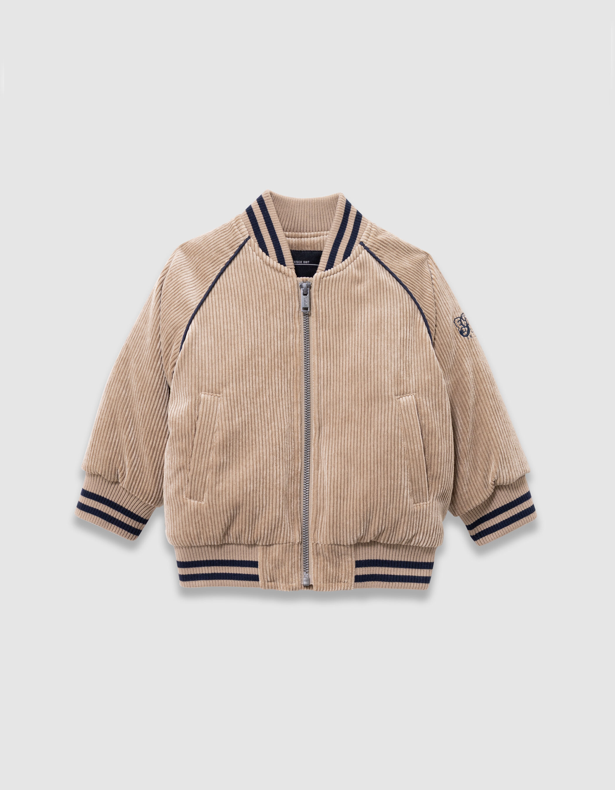 Blouson beige velours côtelé esprit teddy garçon