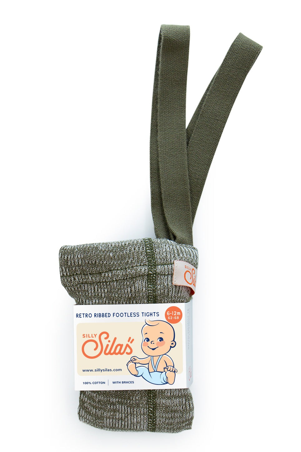 ALF & CO Silly Silas Footless Tights with Braces - Creamy Olive