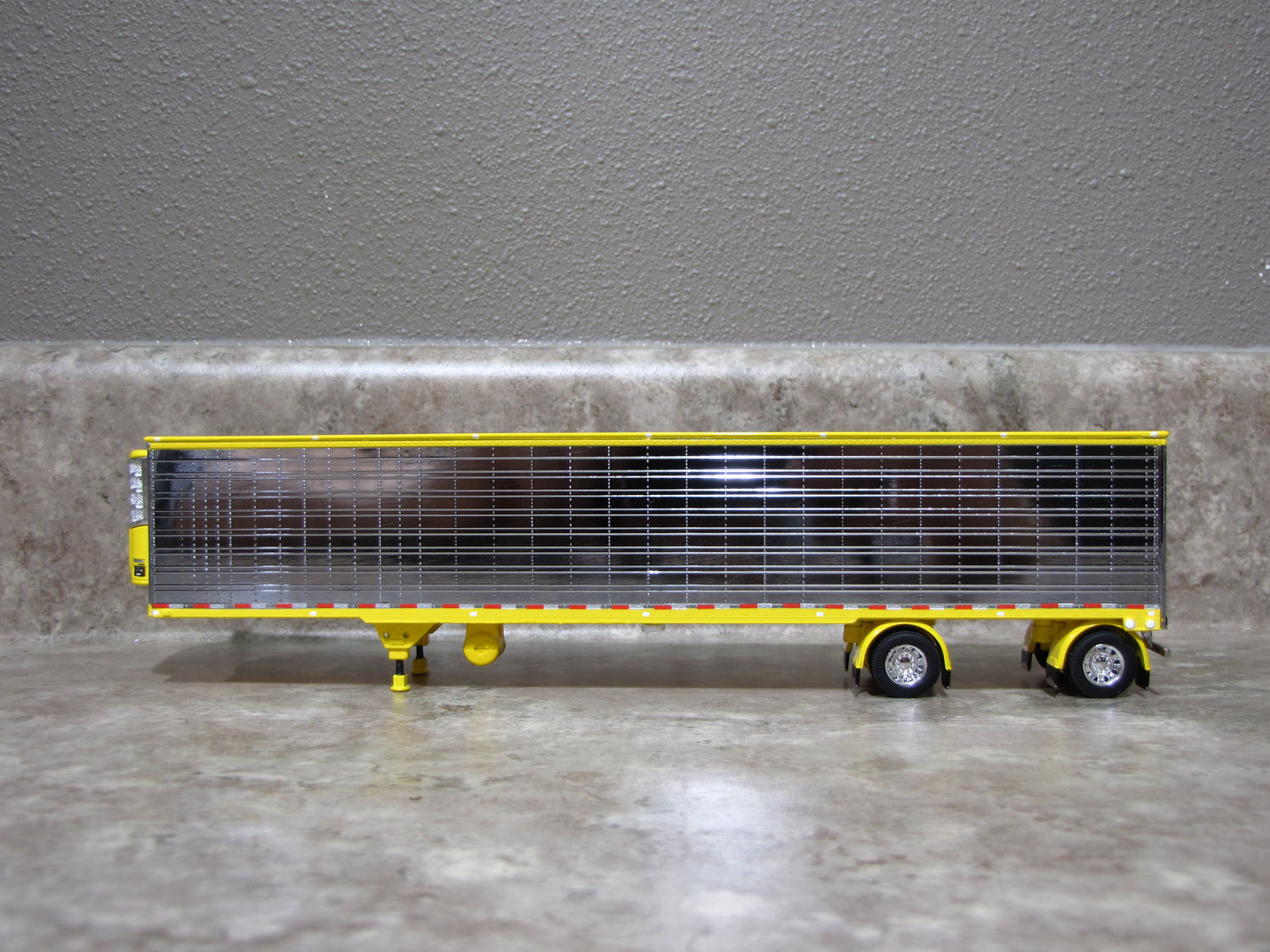 JW Toy Trucks TRL 1733 Chrome Yellow Utility Refrigerated Spread Axle Trailer