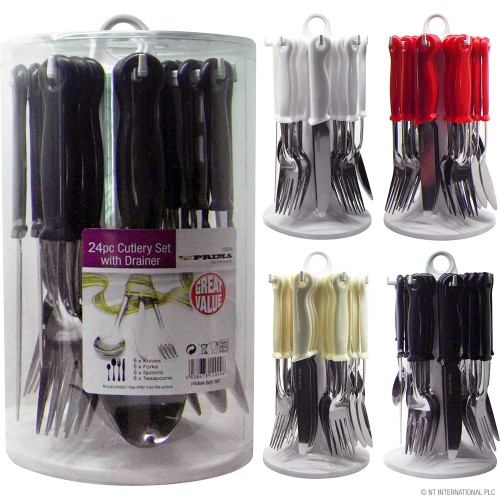 NT International PLC 24pc S/S Cutlery Set with Round Stand