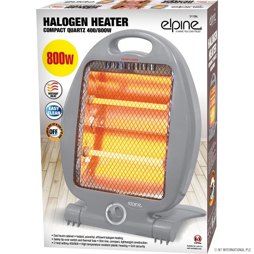 NT International PLC 2 Bar 800w Halogen Quartz Heater