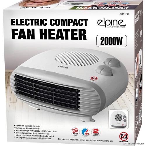 NT International PLC 2000w Compact Fan Heater - White