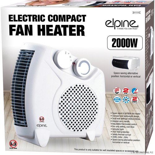 NT International PLC 2000w Electric Fan Heater - Flat