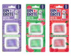 Bin Brite Stick On Freshener 3 Asst Fragrances 2pk