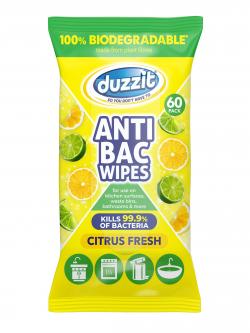 Duzzit Biod Anti Bac Wipes Citrus Fresh 60pk