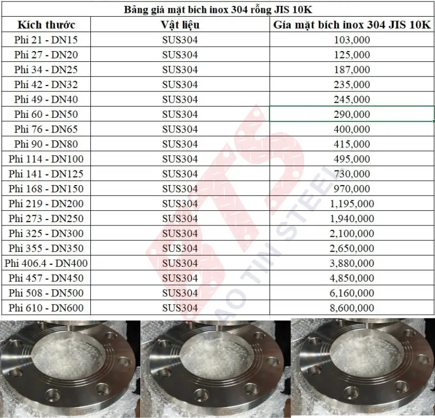 Tiger Steel 304 stainless steel hollow flange JIS 10K