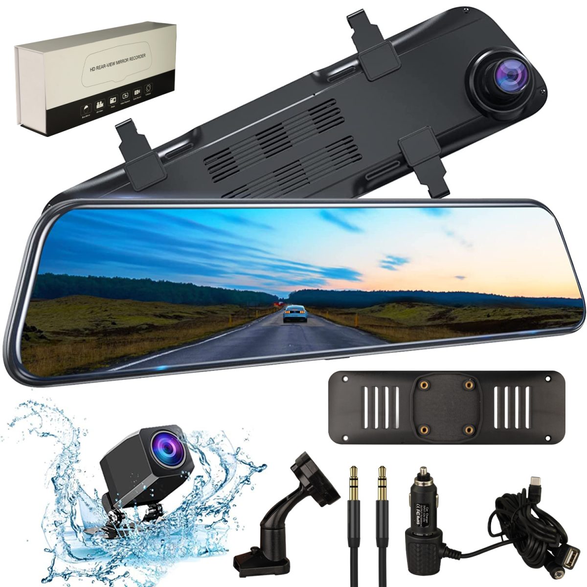 CARONIC CLAYTON Round HD Rear View Mirror Recorder with Carplay and Android Auto