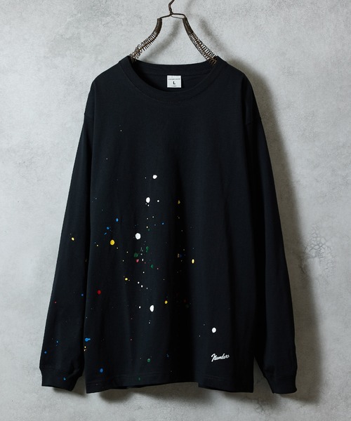 NUMBER (N)INE HAND PAINTED BASIC HEM PRINTED L/S T-SHIRT / ハンドペイント ベーシック ワンポイント ロゴプリント ロンT