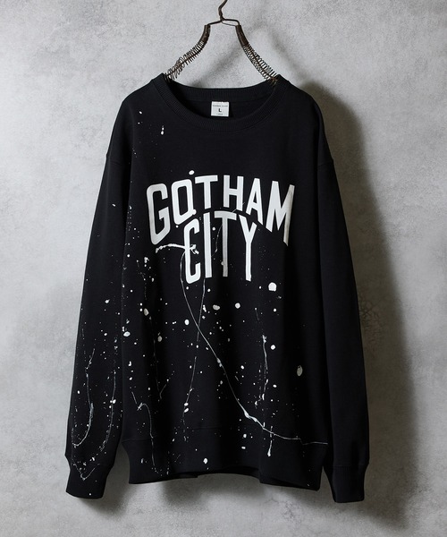 HAND PAINTED GOTHAM CITY PRINTED CLASSIC CREWNECK SWEATSHIRT / ハンドペイント ゴッサム シティ ロゴプリント クラシック クルーネック スウェットシャツ