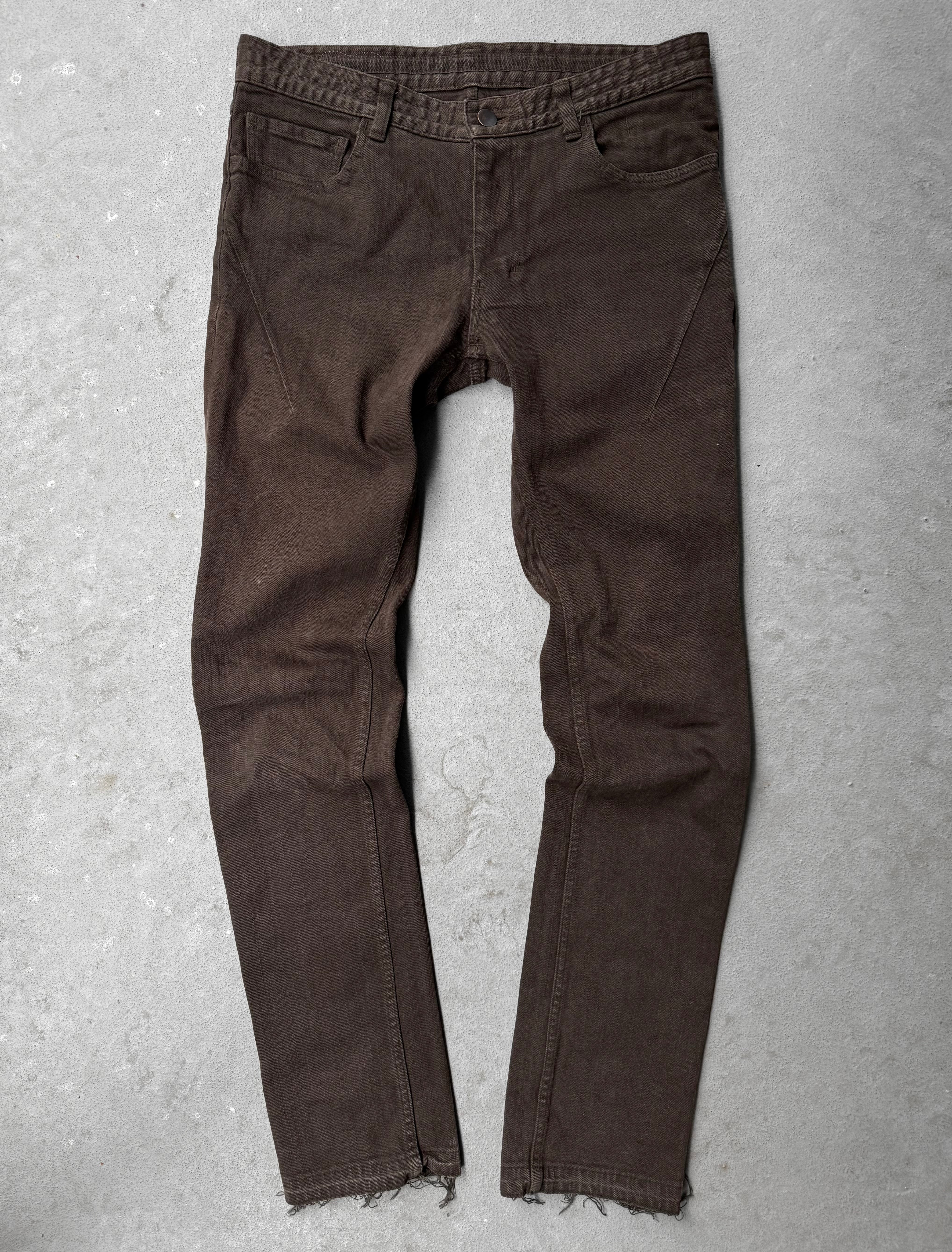 DRIEW GARMENTS Number (N)ine SS07 "About a Boy" Brown Frayed Hem Skinny Denim