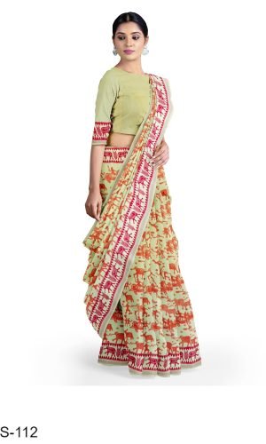Alankaran Designs Bheembetika design Block Printed Chanderi Saree