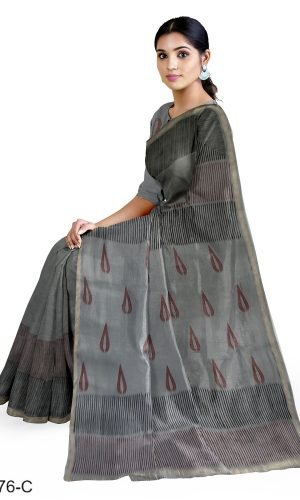 Grey booti Chanderi Saree