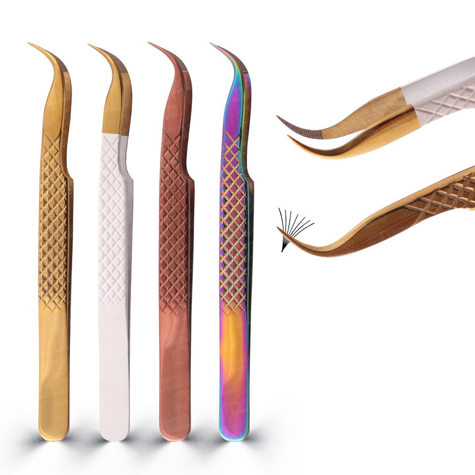 Strong Curved Best Selling Diamond Grip Fiber Tip Eyelash Tweezers Eco-Friendly Perfect For Isolating Natural Lashes