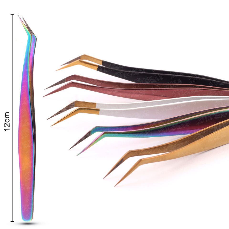 Best Fiber Tips Professional Eyelash Extension Tweezers for Perfect Grip to Lashes Never Slips Even 0.03mm Lashes