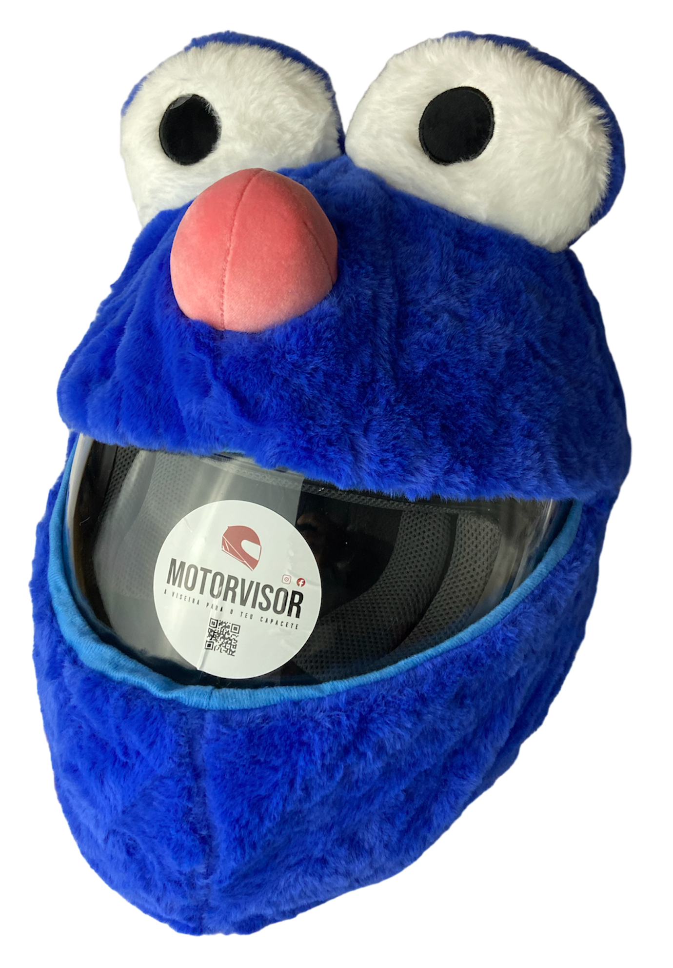 Motorcycle Helmet Cover - Blue Cookie Monster