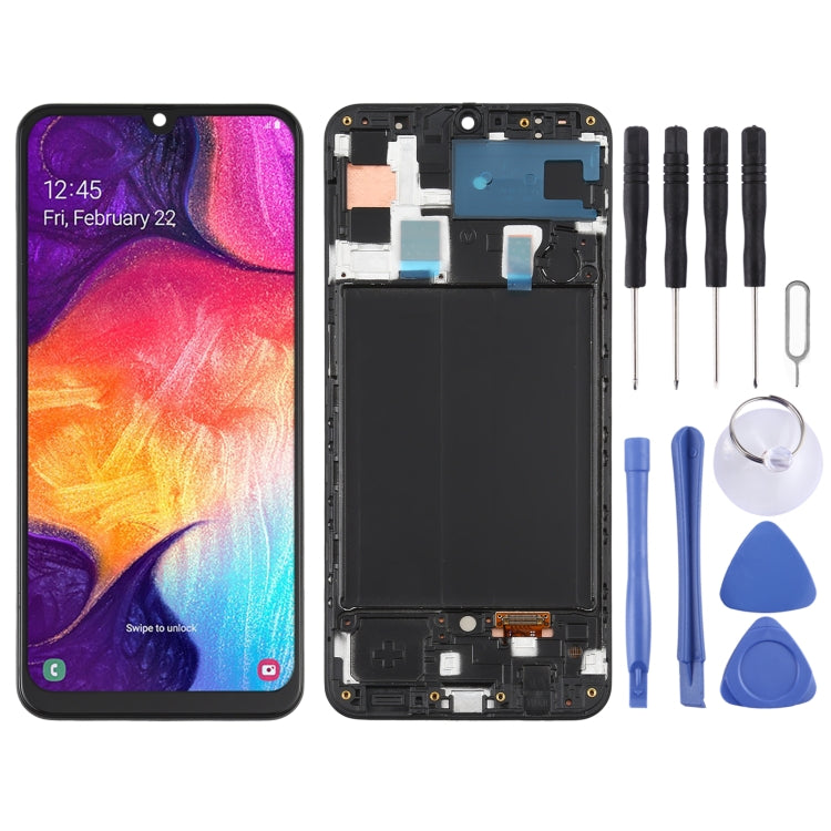 Supreme Phone Parts LTD For Galaxy A50 Super AMOLED LCD Screen Digitizer Full Assembly with Frame