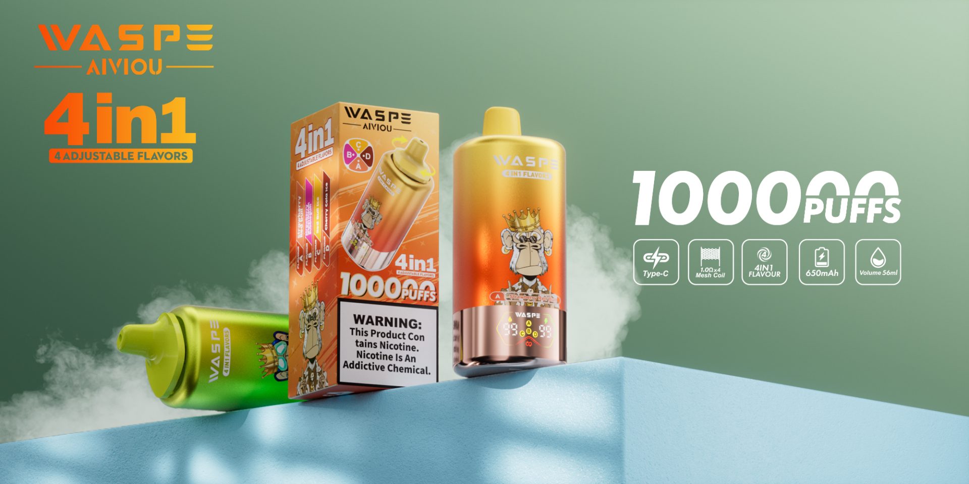 AiviouVapes WASPE 100000 puff 4 in 1 disposable vape