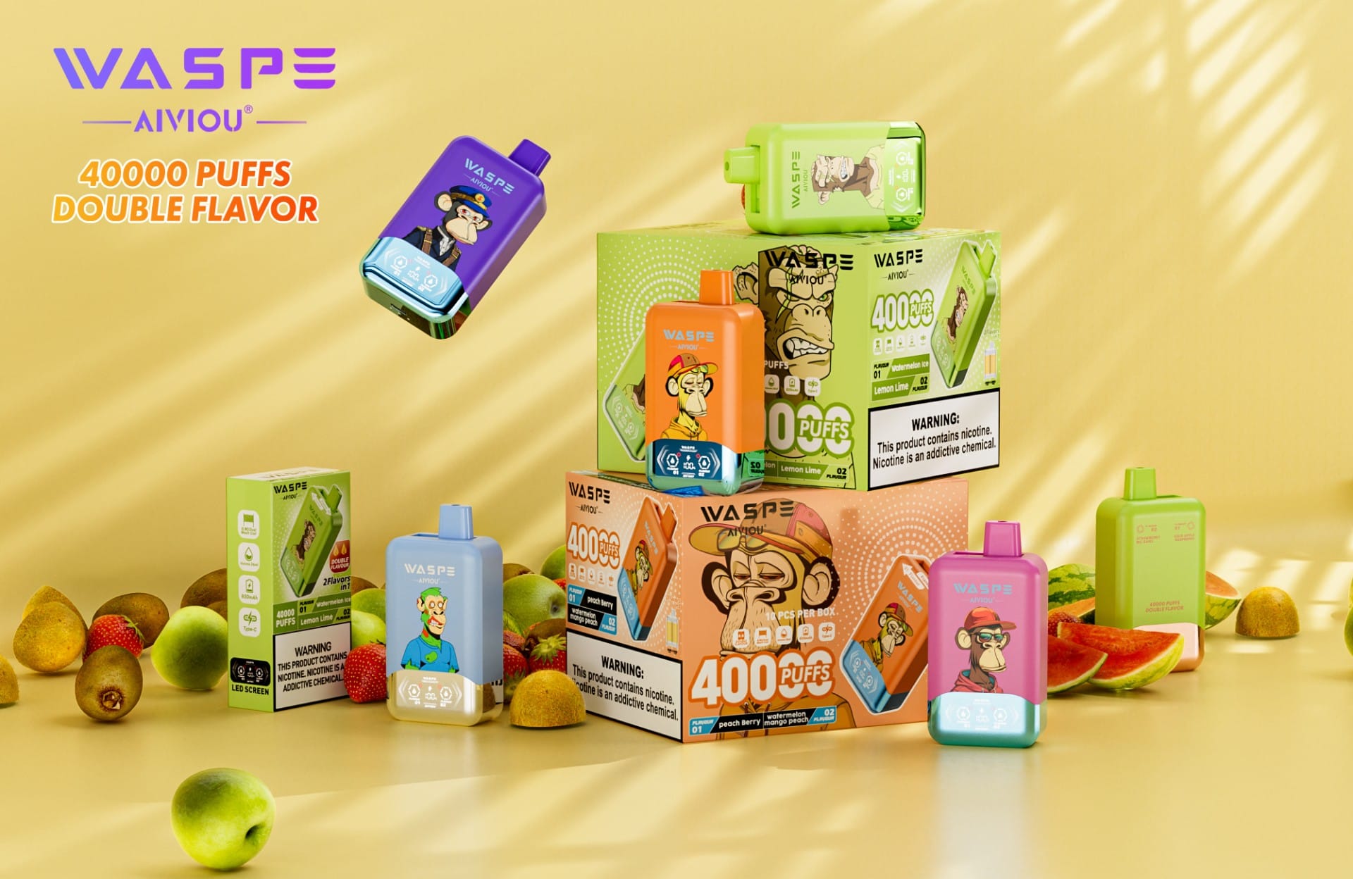 AiviouVapes WASPE 40000 puff double flavor twins disposable vape