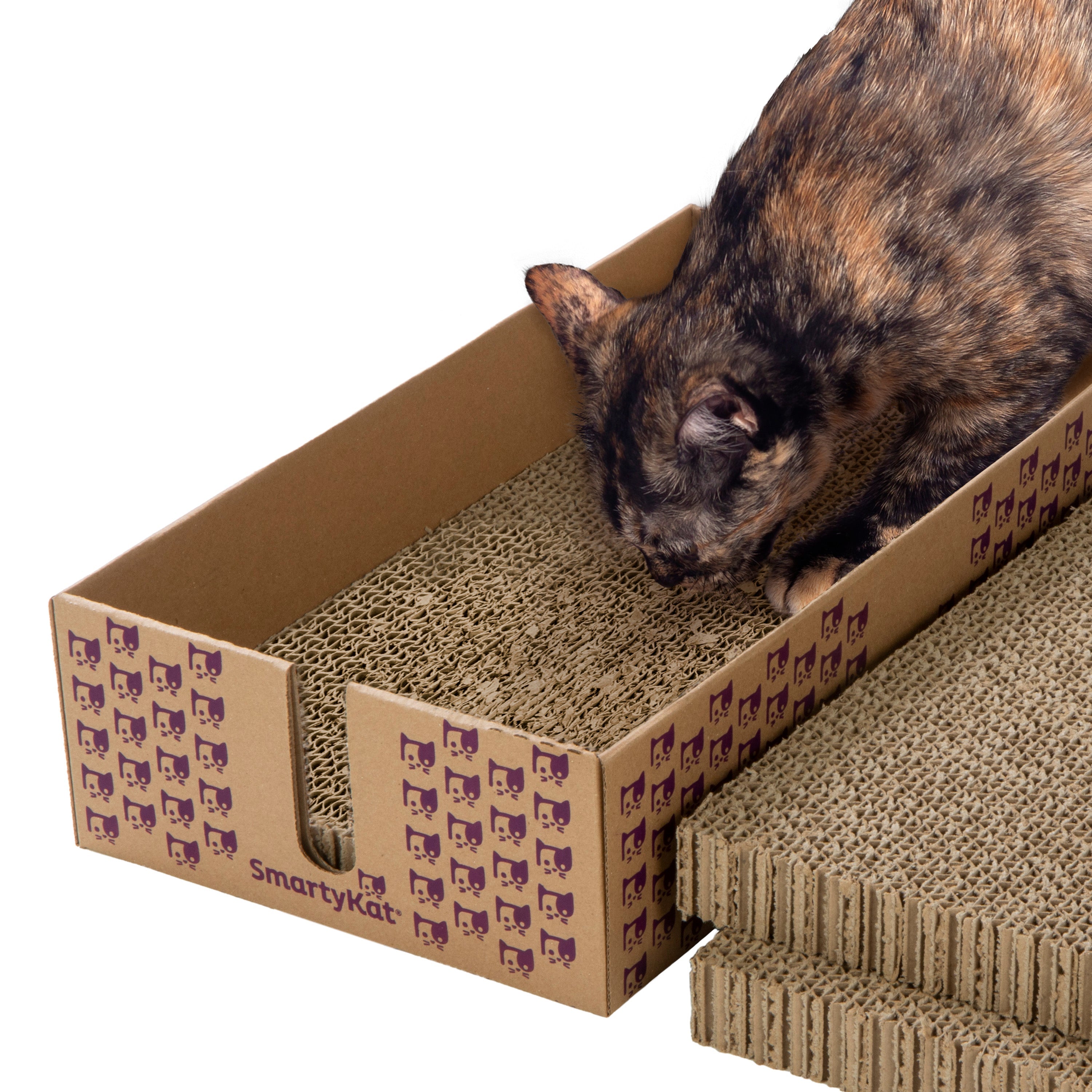 SmartyKat Super Scratcher+ Stacker Corrugate Cat Scratcher & Lounge with Catnip Infusion Technology...