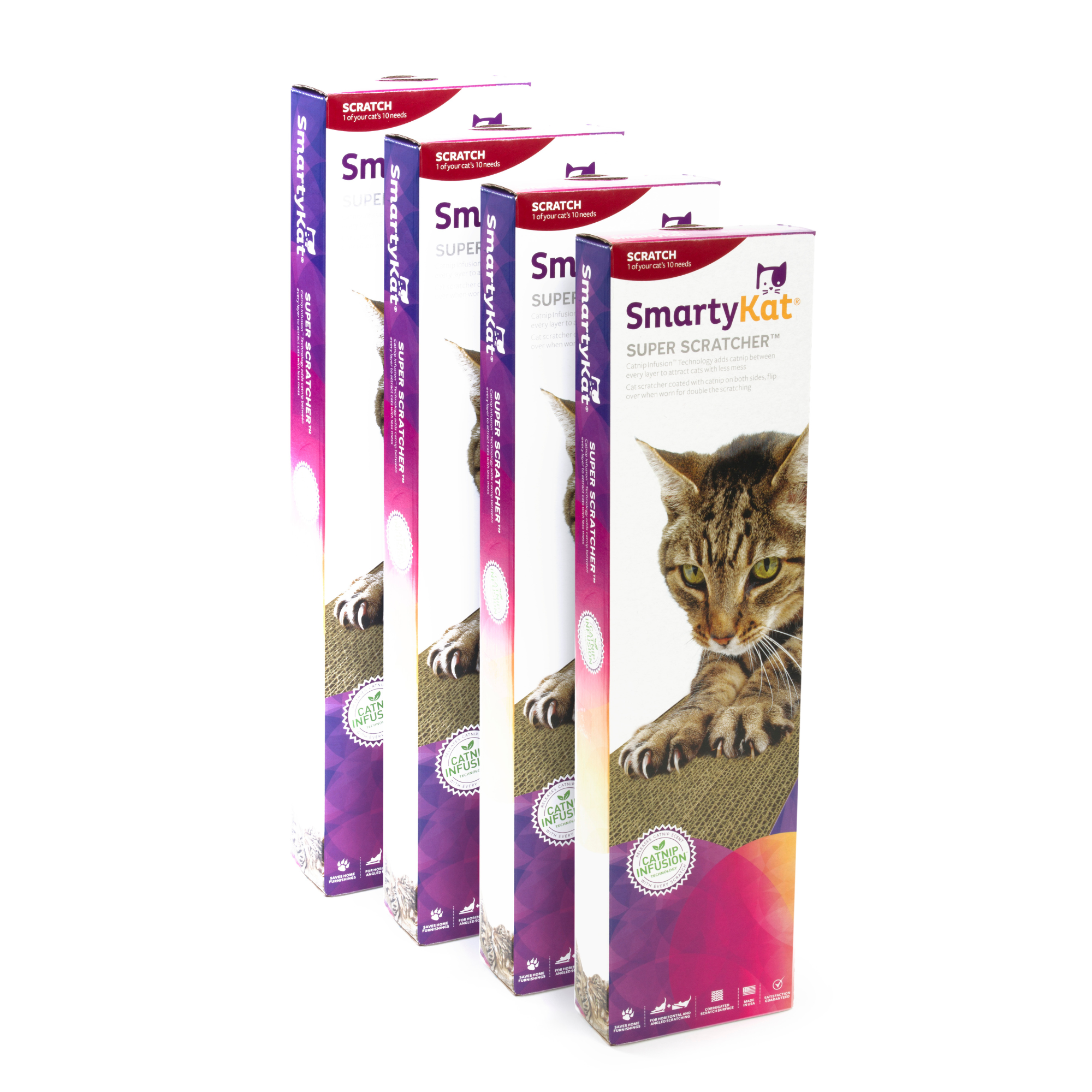 SmartyKat Super Scratcher Corrugate Cat Scratchers with Catnip (Set of 4)