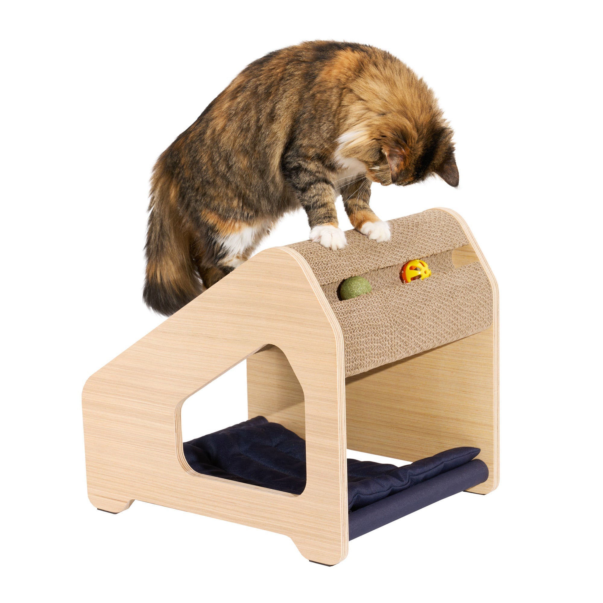 SmartyKat Ascentials by FurHaven Chalet Angled Scratching House (16”), Compact Cat Hideaway