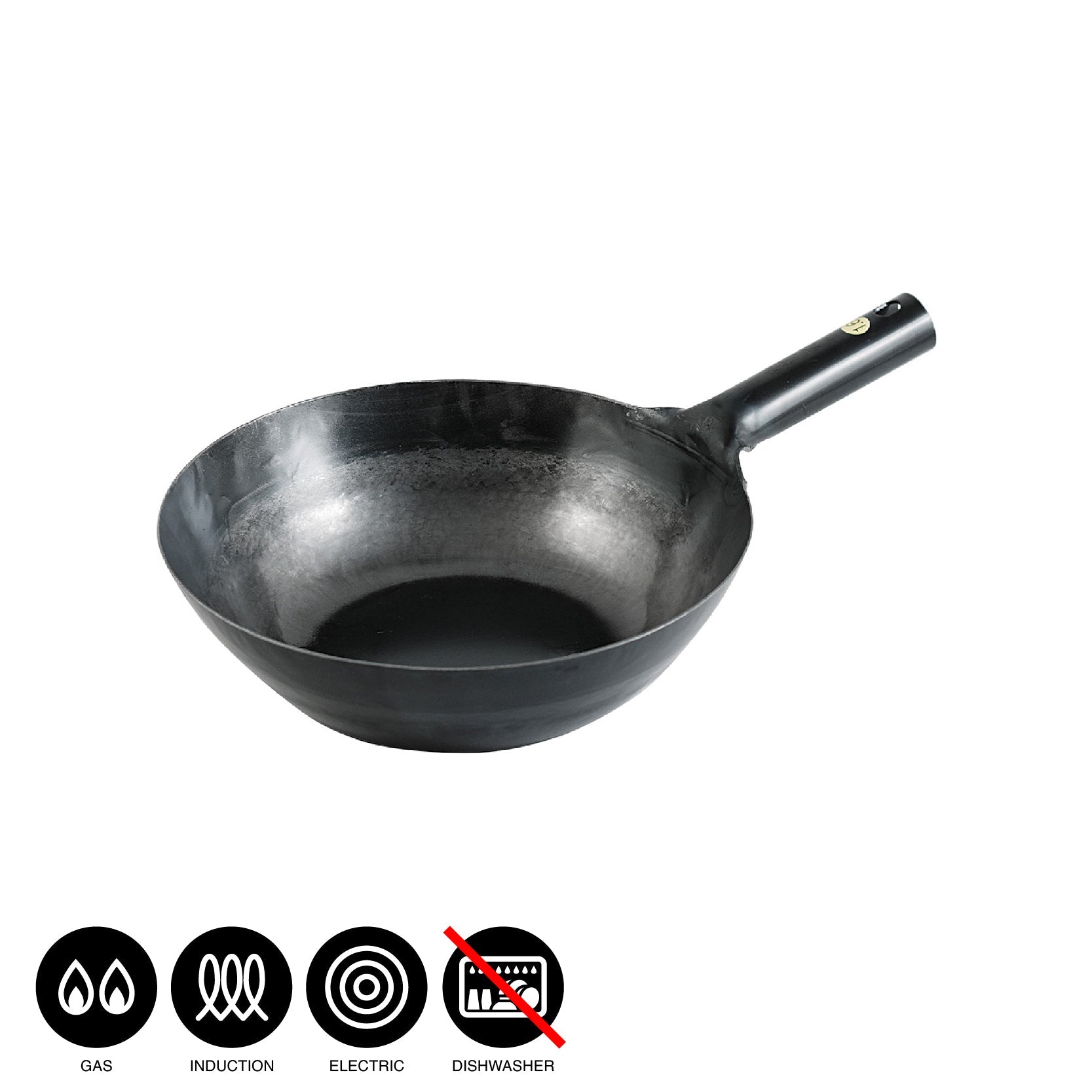KAMA-ASA YAMADA Hammered flat bottomed carbon steel wok (thickness 1.6mm)