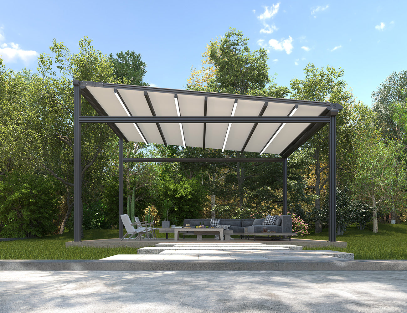 Living Culture Custom Dover Motorised Pergola with Retractable Canopy