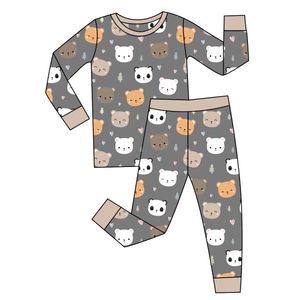 Custom Printed Designs Long Sleeve Tops Long Pants High Quality Bamboo Viscose Knitted 2 Pieces Clothes Outfit Baby Clothing Set