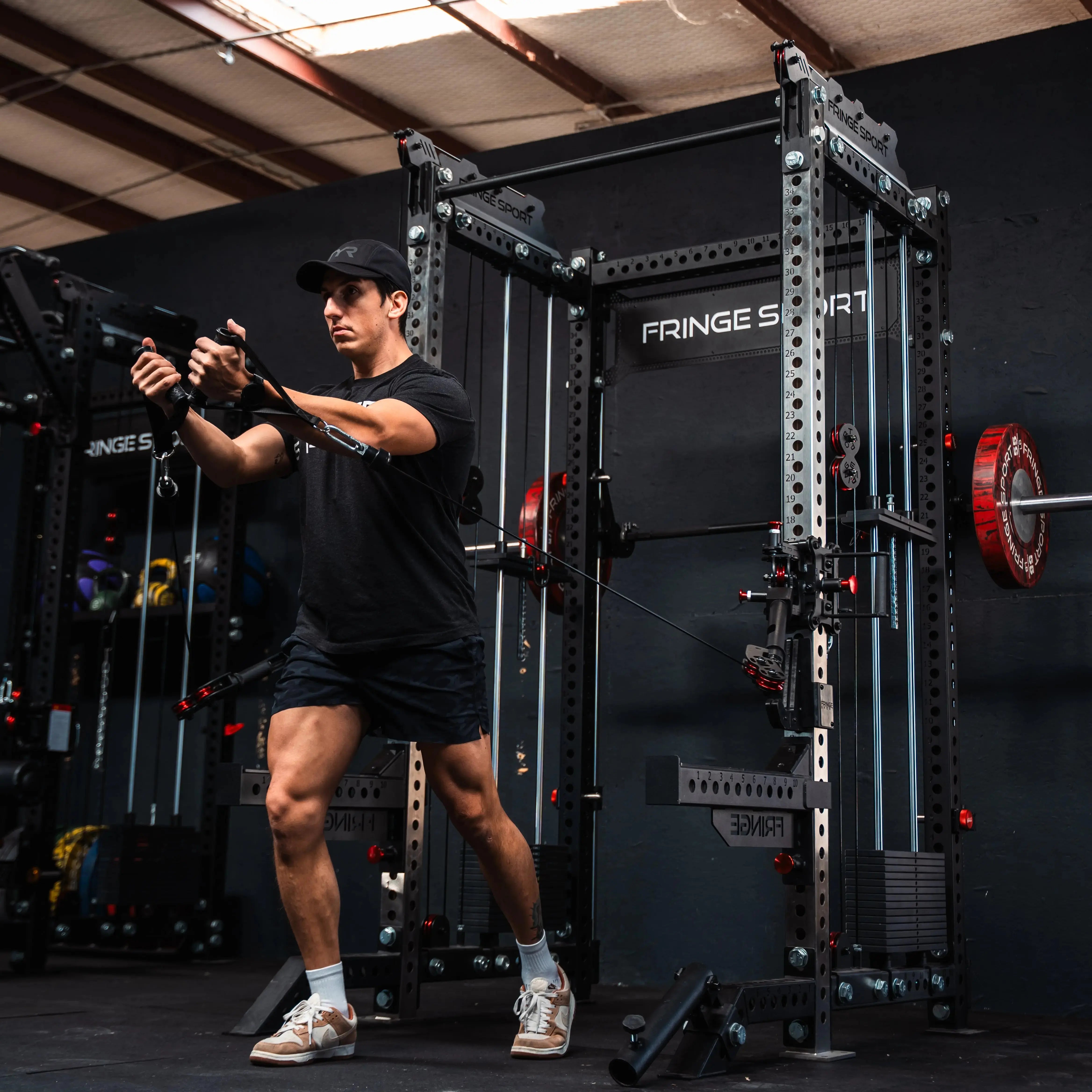 Fringe Sport The Dane 2 Fully Loaded - Half Rack with Cable Crossover, Smith Machine, and 20kg Barbell