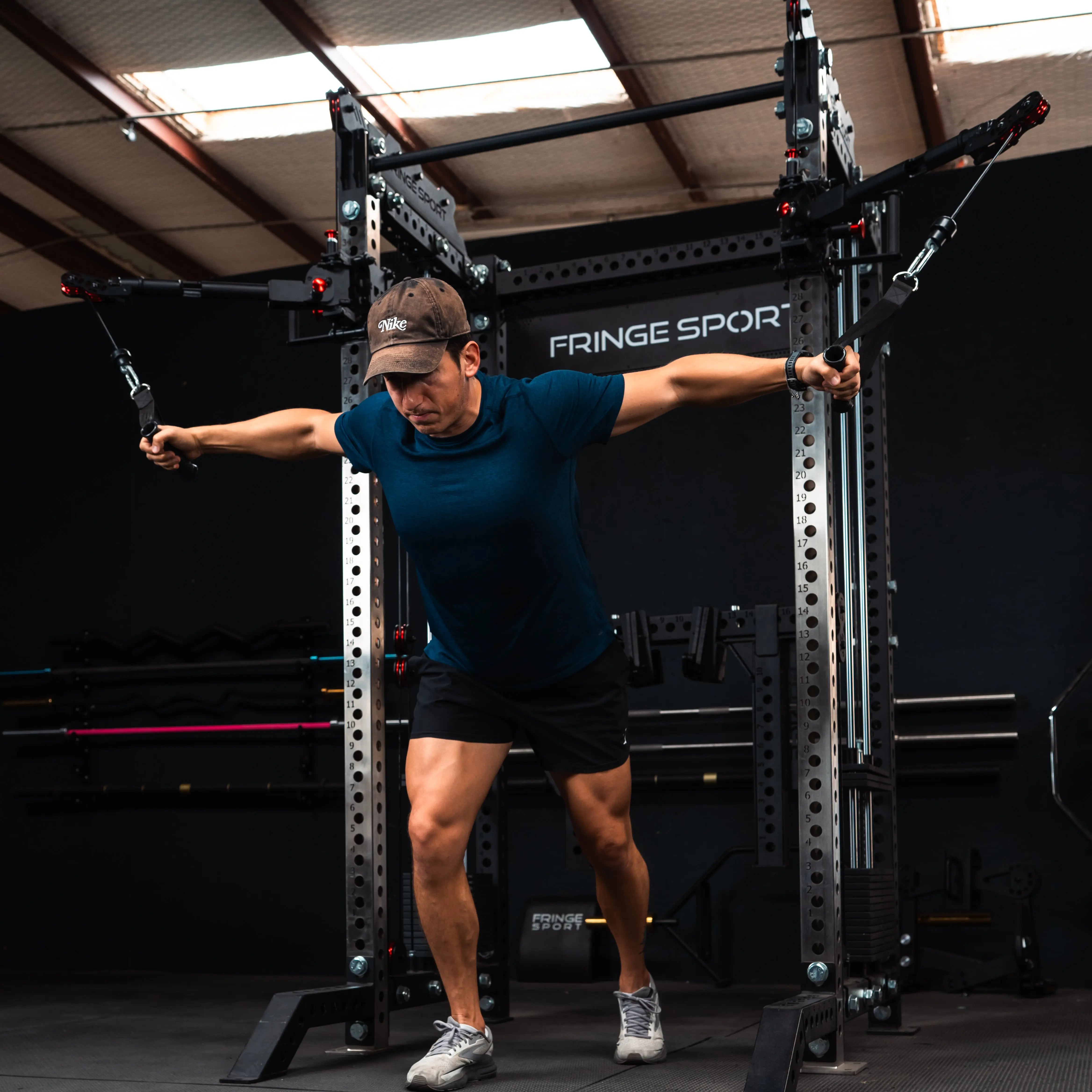 Fringe Sport The Dane 2 + Gibbon Arms, Squat Rack with Cable Crossover