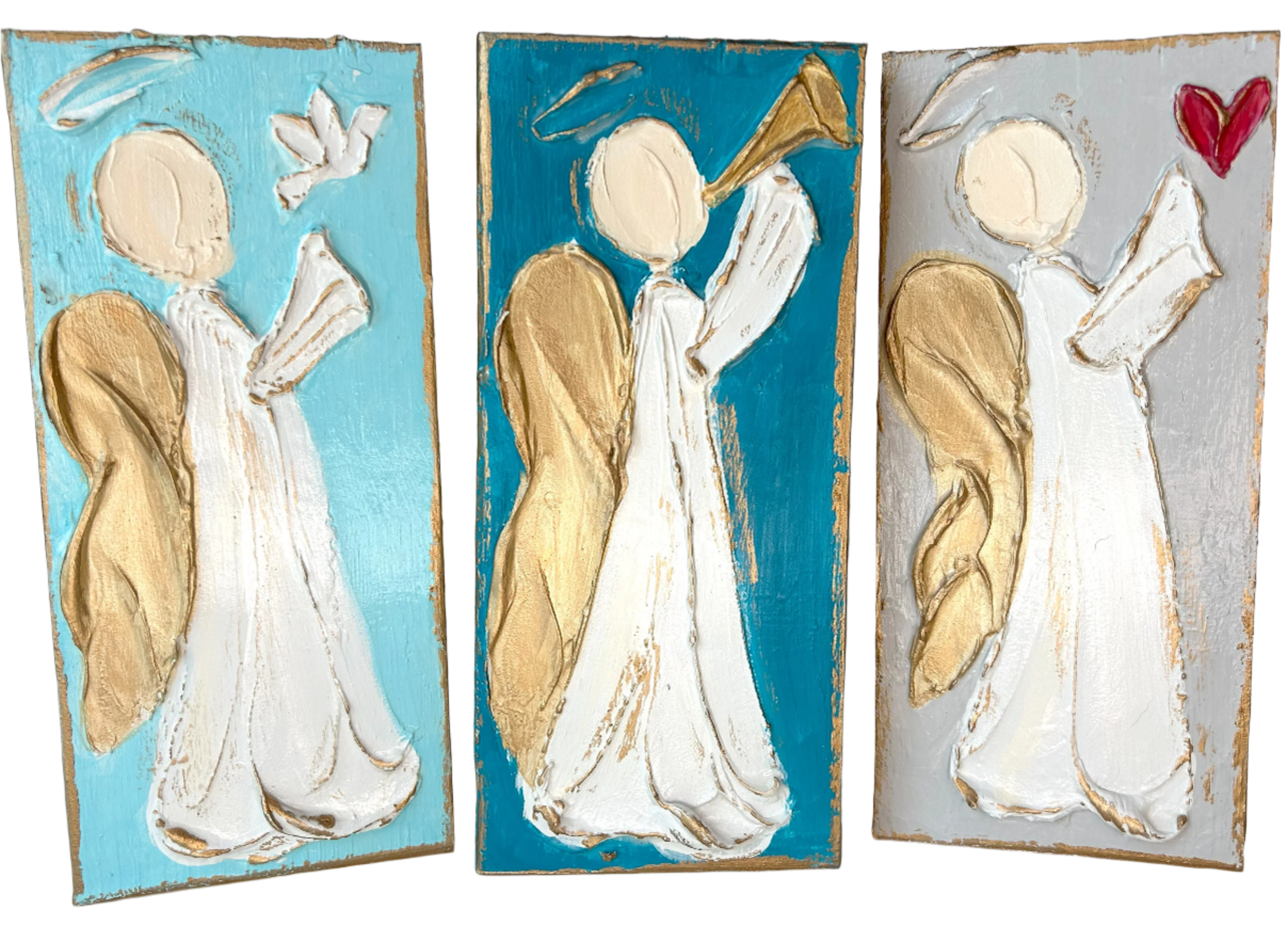 Coddiwomple Designs Angels of love, joy & peace | angel heart dove trumpet horn Christmas nativity