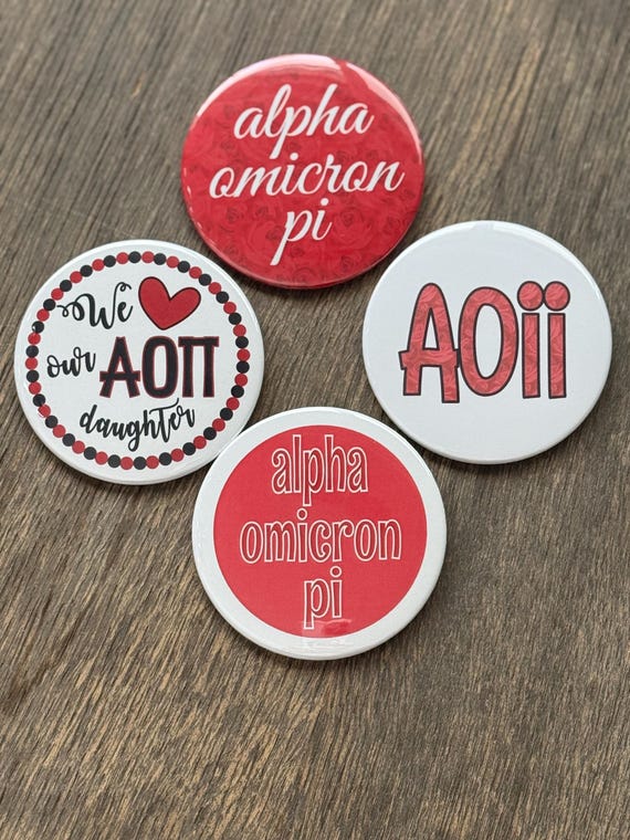Buttongirl99 Alpha Omicron Pi Button Set (4) - 3" Pin Back