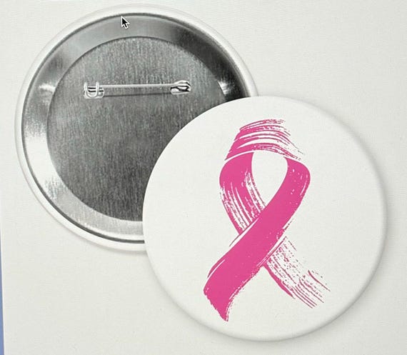 Breast Cancer Pink Ribbon 3" Button