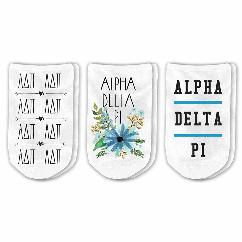 Sockprints Alpha Delta Pi No Show Socks