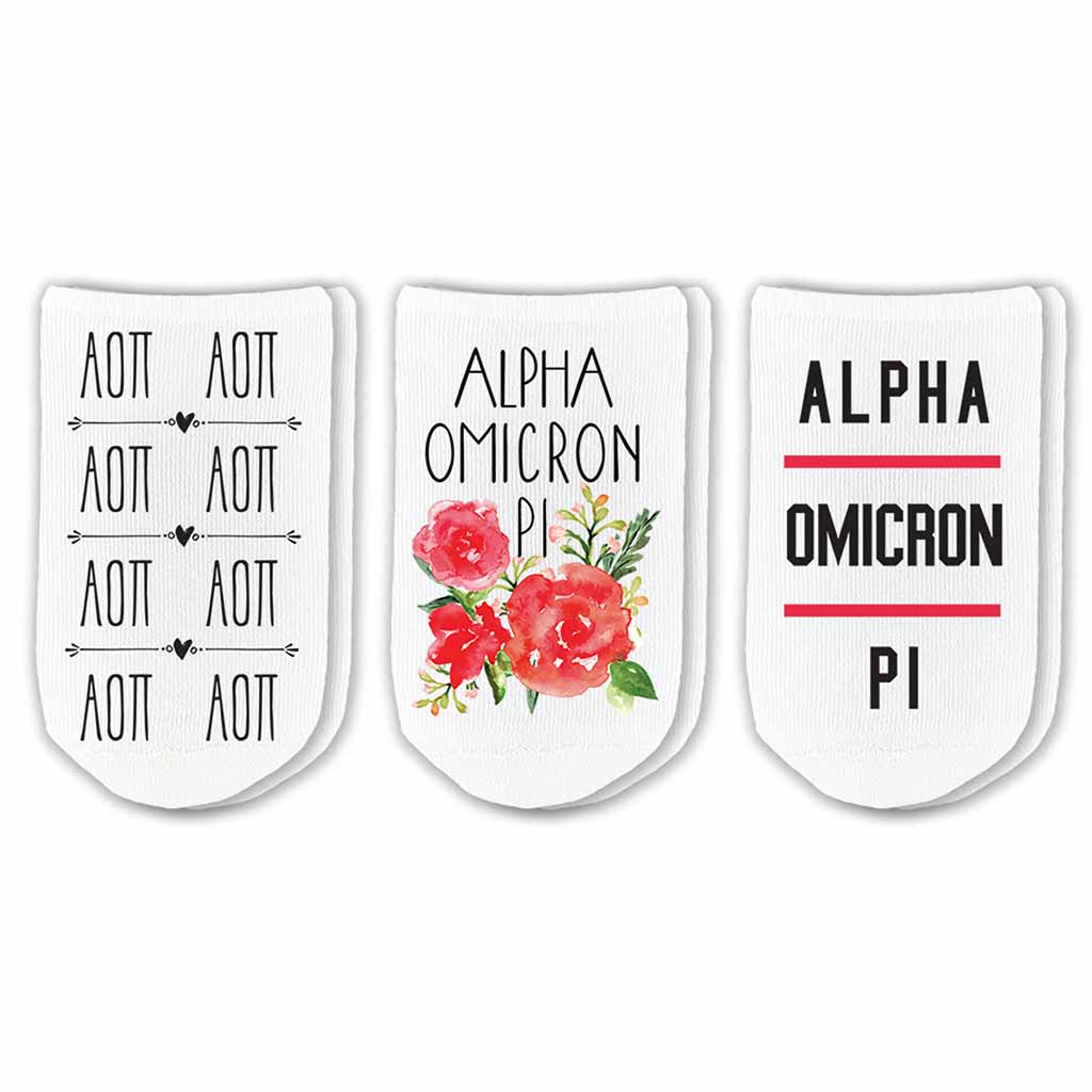 Sockprints Alpha Omicron Pi No Show Socks