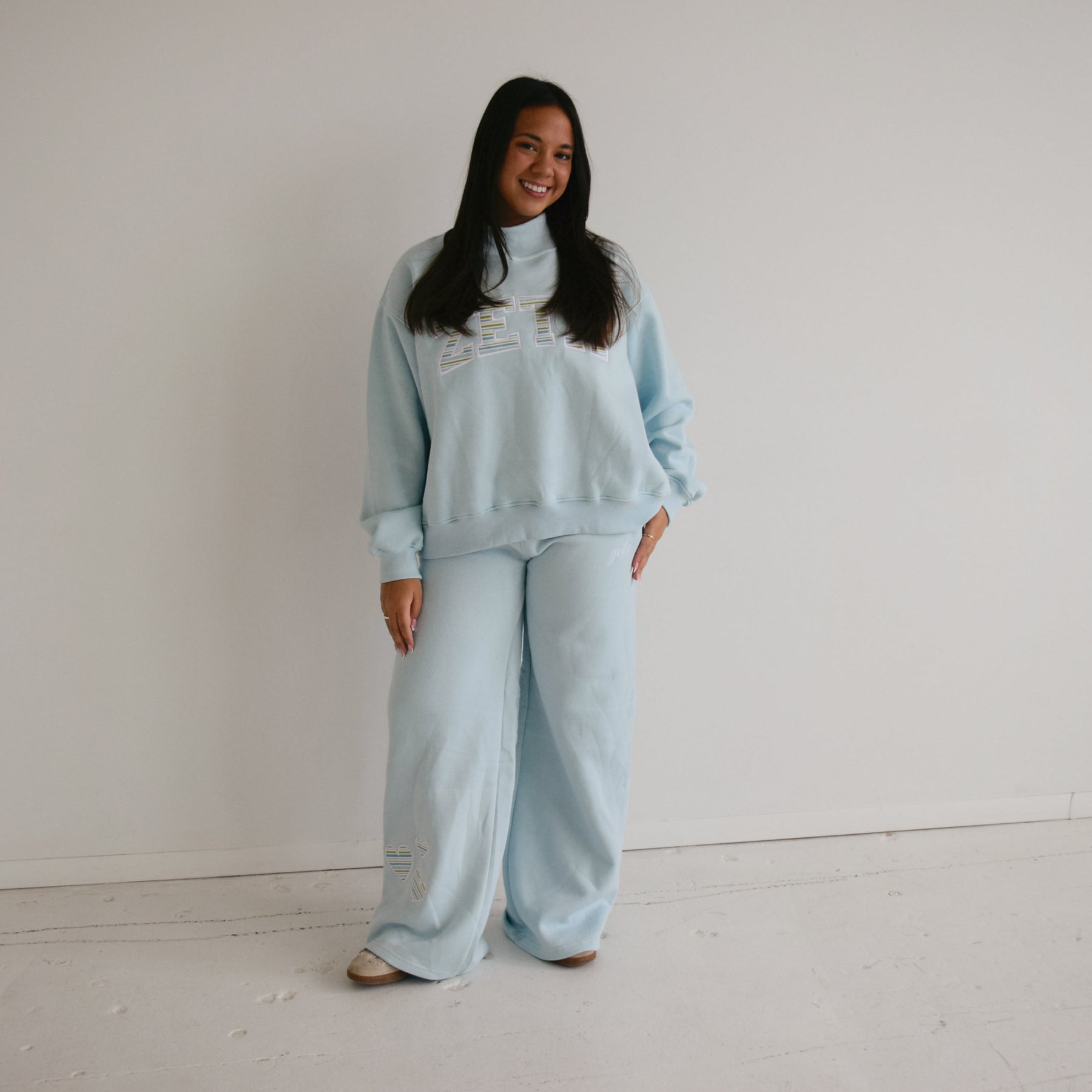 STRIPED OCEAN BLUES EMBROIDERED SORORITY SWEATS