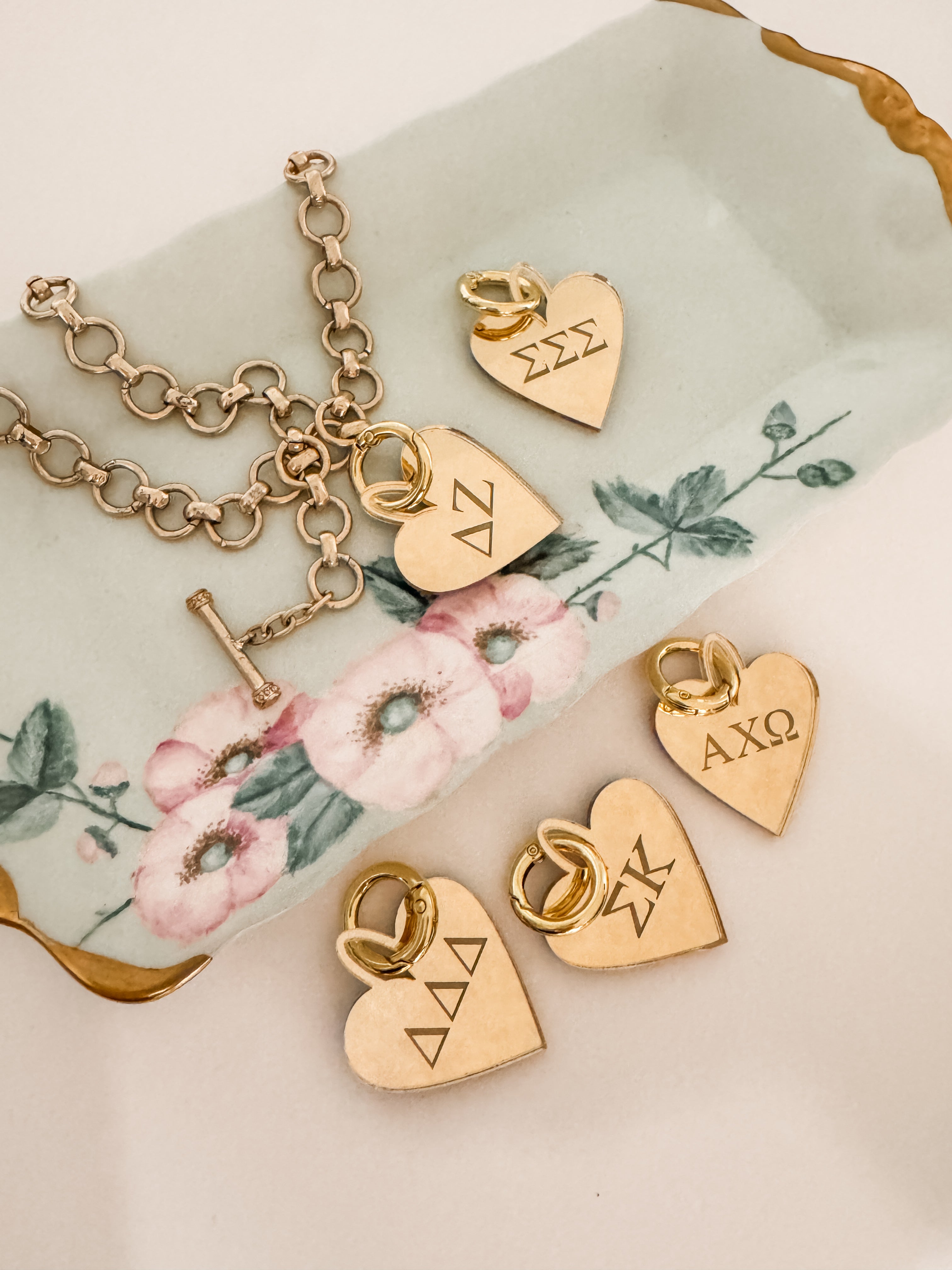 Rush Greek Gifts Alpha Chi Omega Acrylic Heart Charm