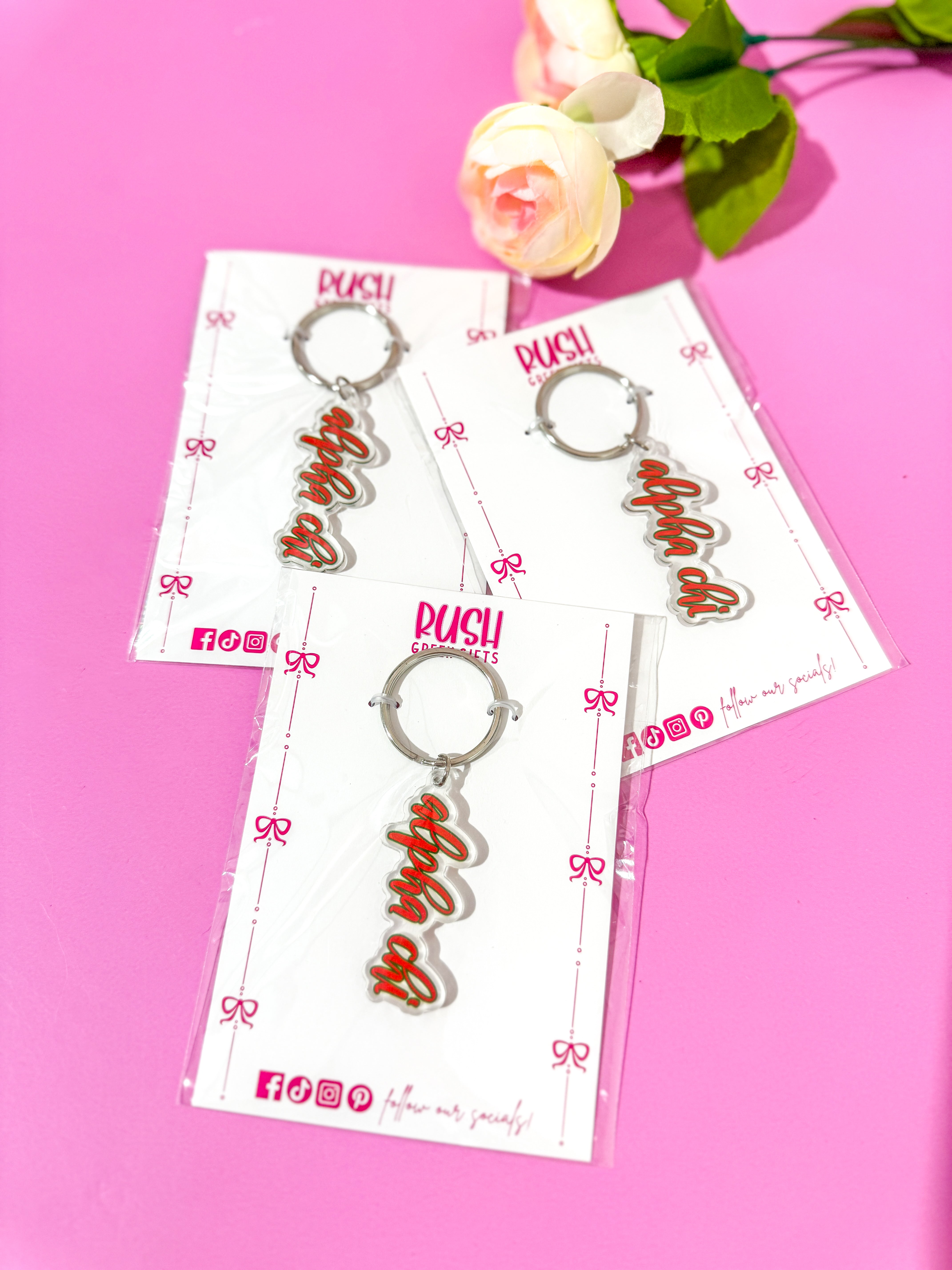 Rush Greek Gifts Alpha Chi Omega Acrylic Key Ring