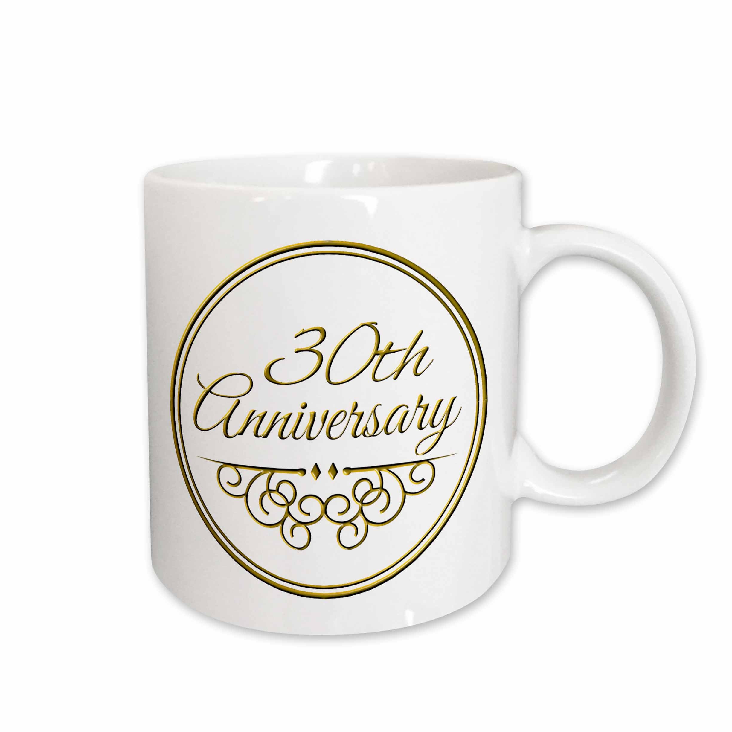 3dRose 30th Celebration Gold Text Mugs for Wedding Milestones - Perfect for Couples