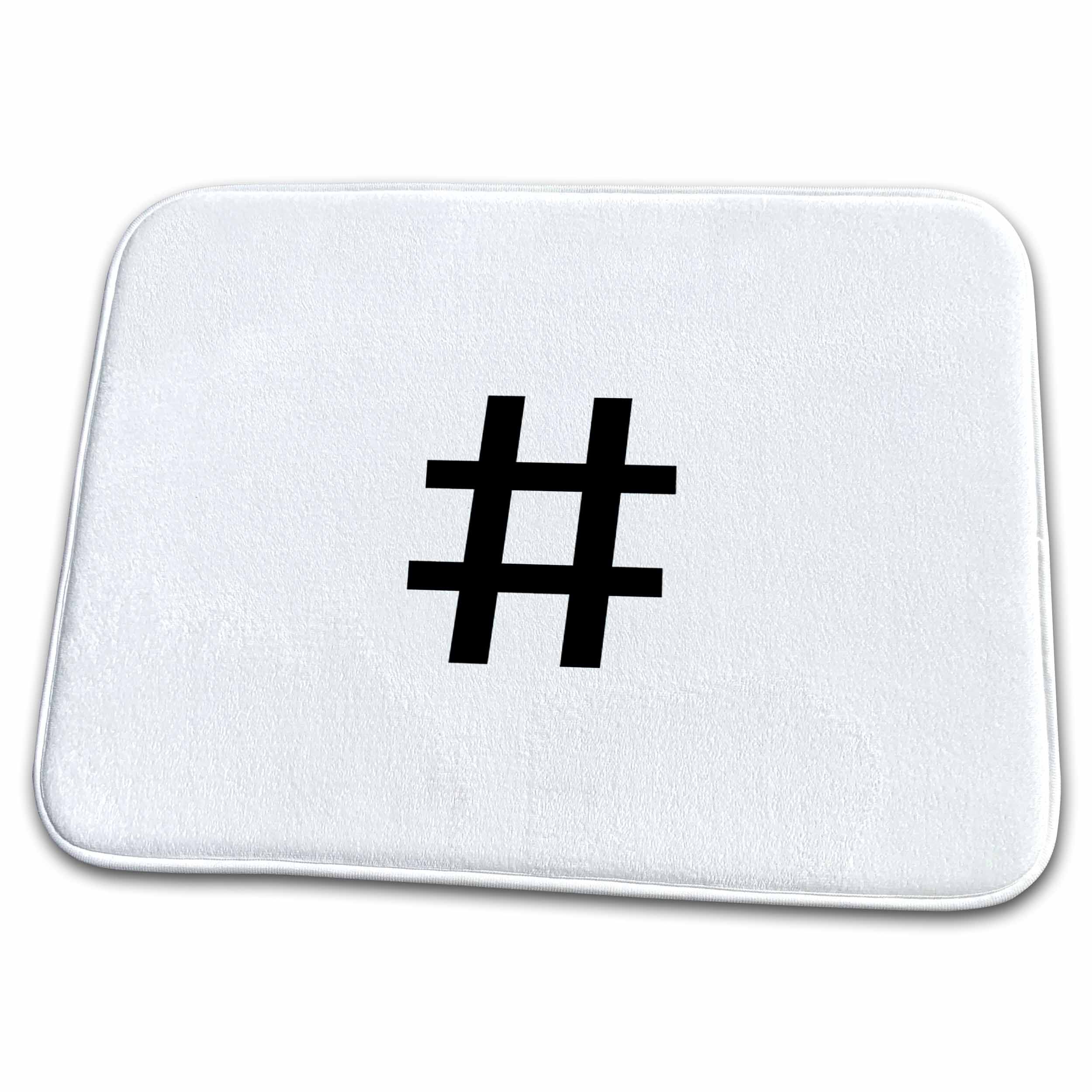 #, black hashtag symbol on white background - Dish Drying Mats (ddm-192439)