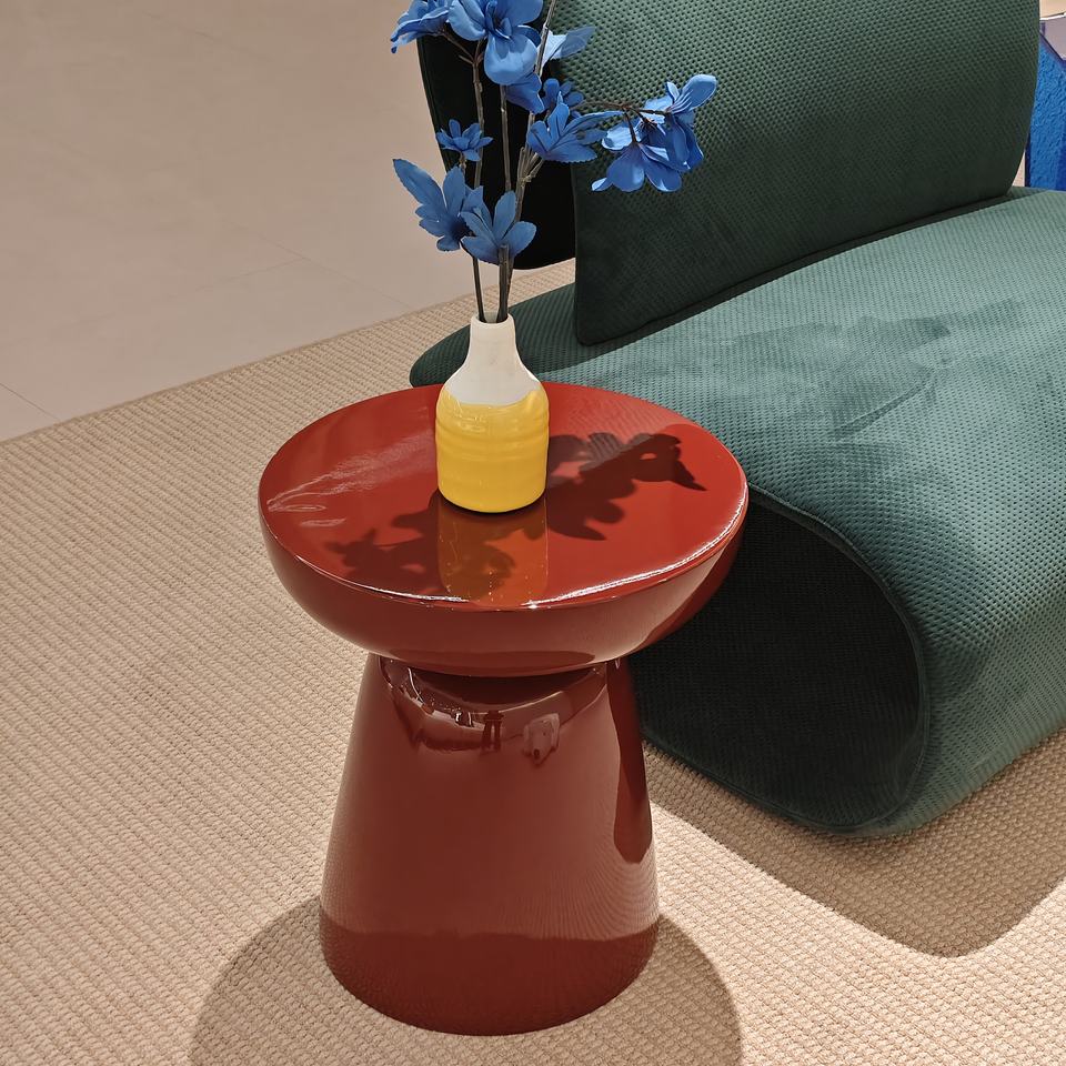 Dongguan Vrgo Furniture Co., Ltd. Round Side Table Fiberglass Top Tea Table Restaurant Bowl Shape Coffee Tables