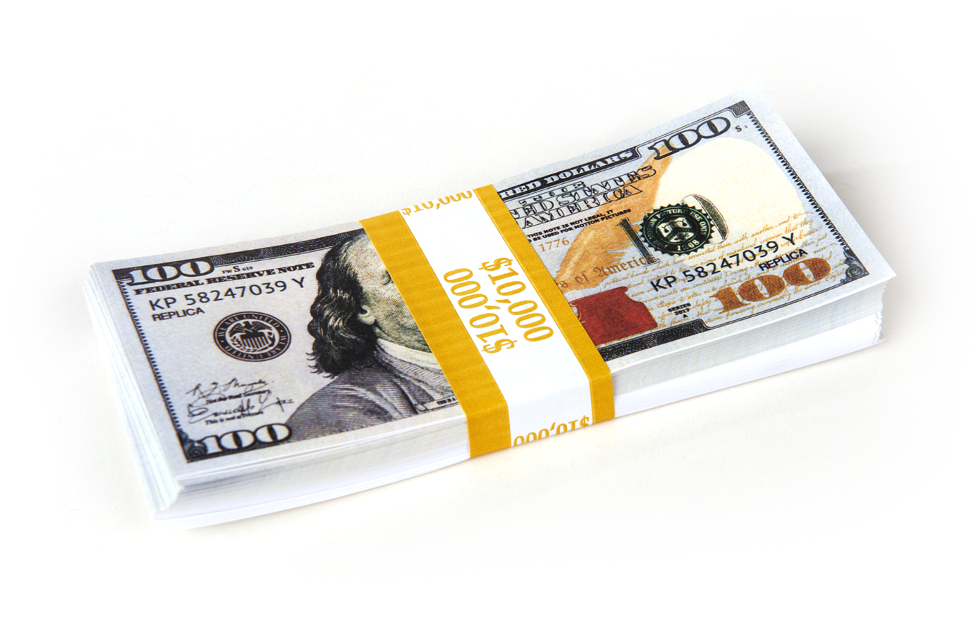 Strobe Props $10,000 - 1 Stack of 2013 Series 100s Prop Money