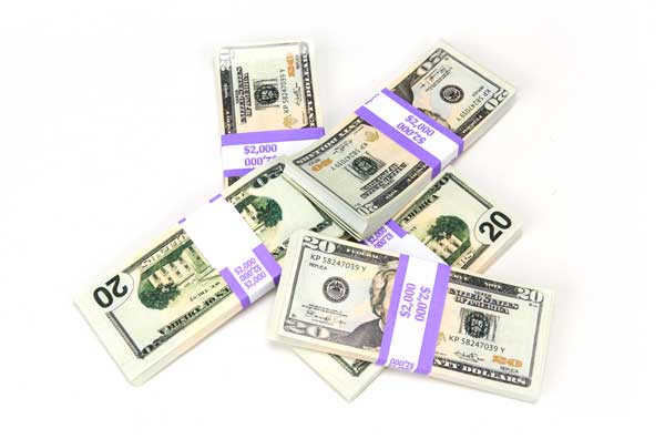 Strobe Props $10,000 - 5 Stacks of 20s Prop Money