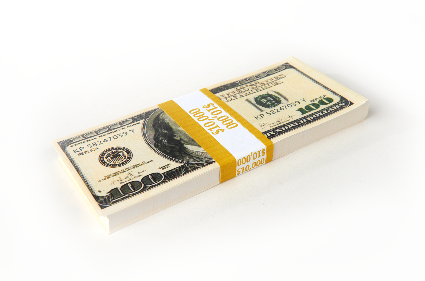 $10,000 - 1 Stack of 1980 Series 100s Prop Money