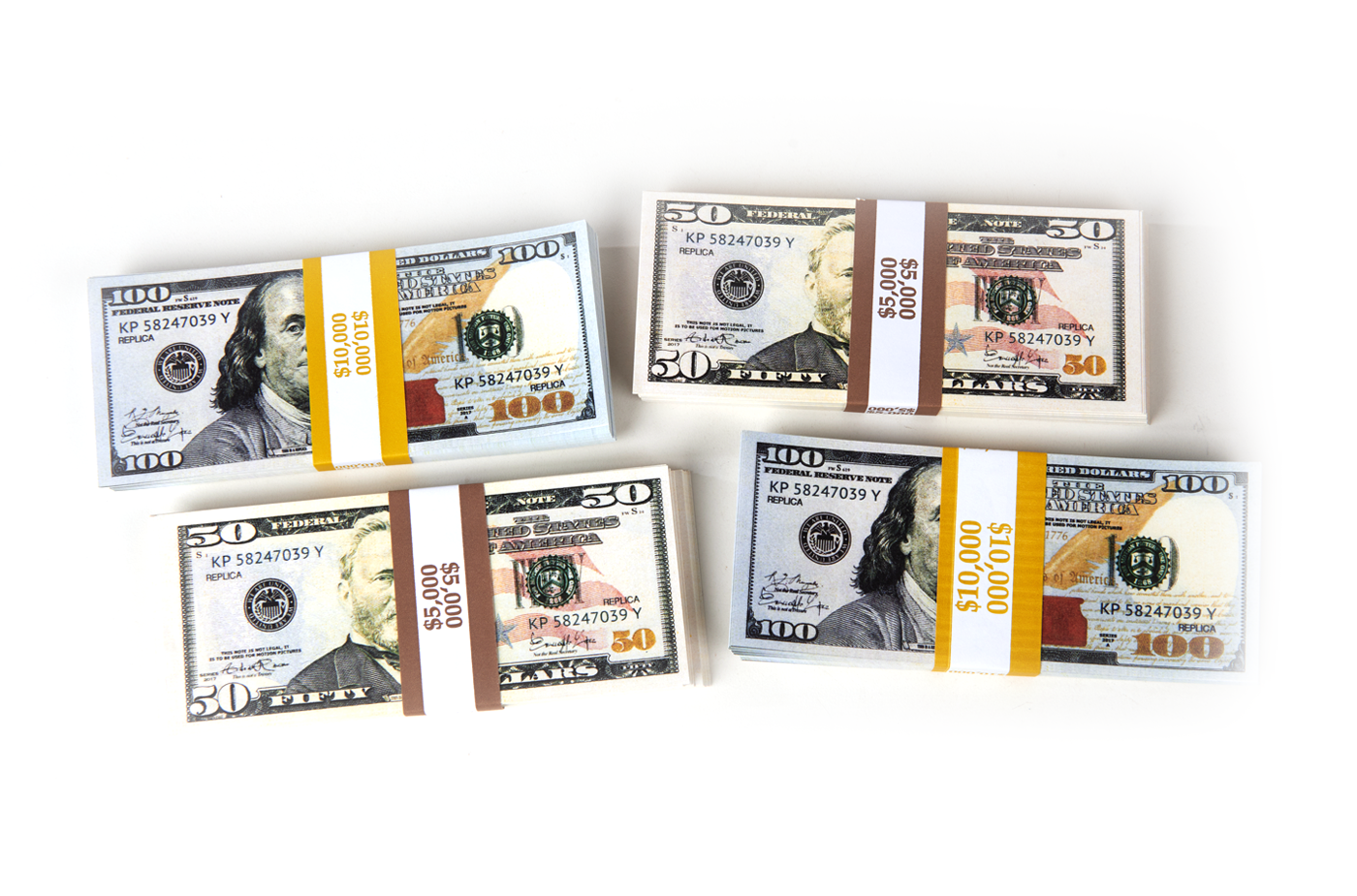 $30,000 - 2 Stacks of 2013 Series 100s, 2 Stacks of 50s Prop Money