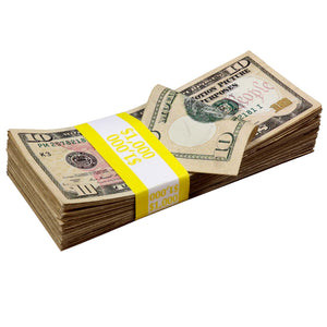 Dependable Expendables Money Prop - New Series $10 ✔️RealAged™ $1,000 Full Print Stack