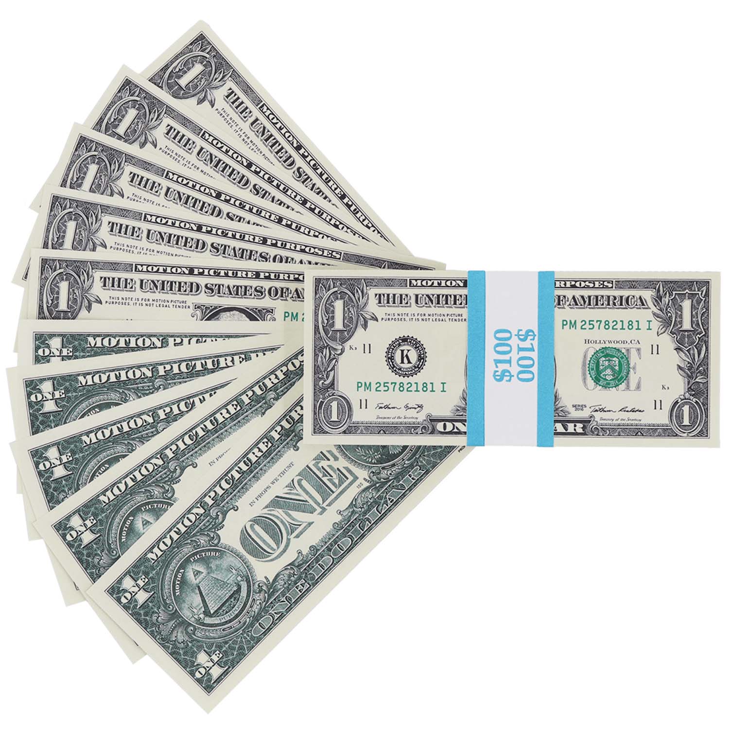 Dependable Expendables Money Prop - New Series $1 Crisp Full Print $100 Stack